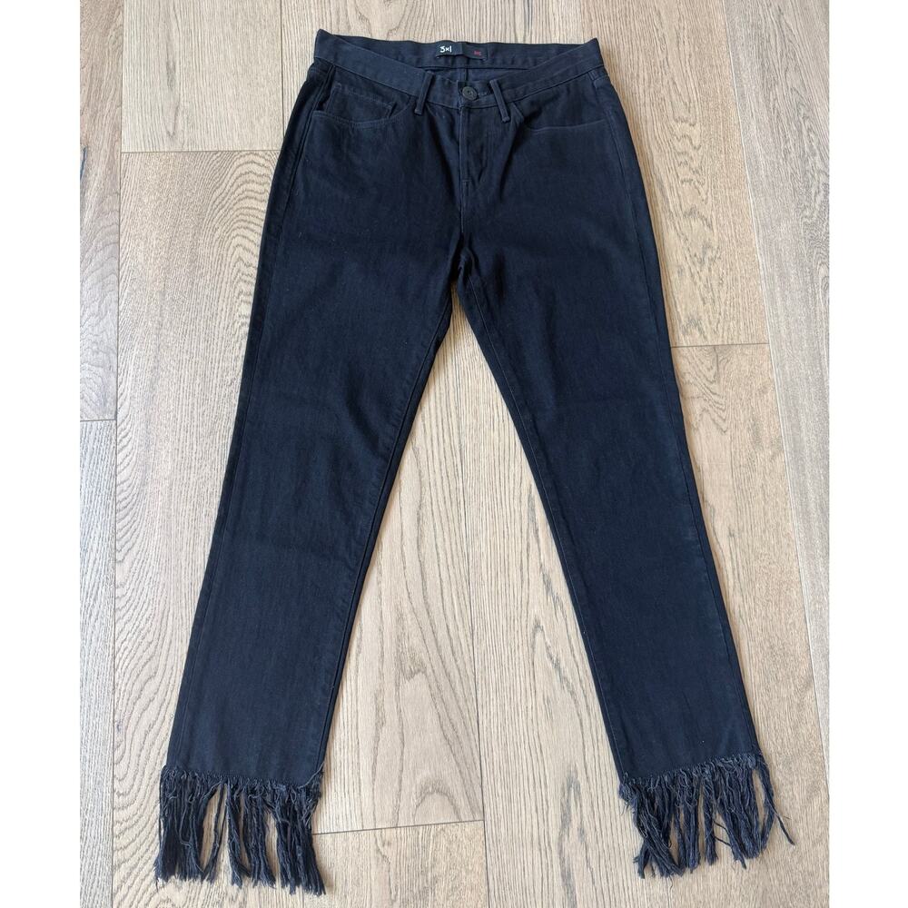 3x1 WM3 Crop Fringe Jeans Mamba Black Size 24